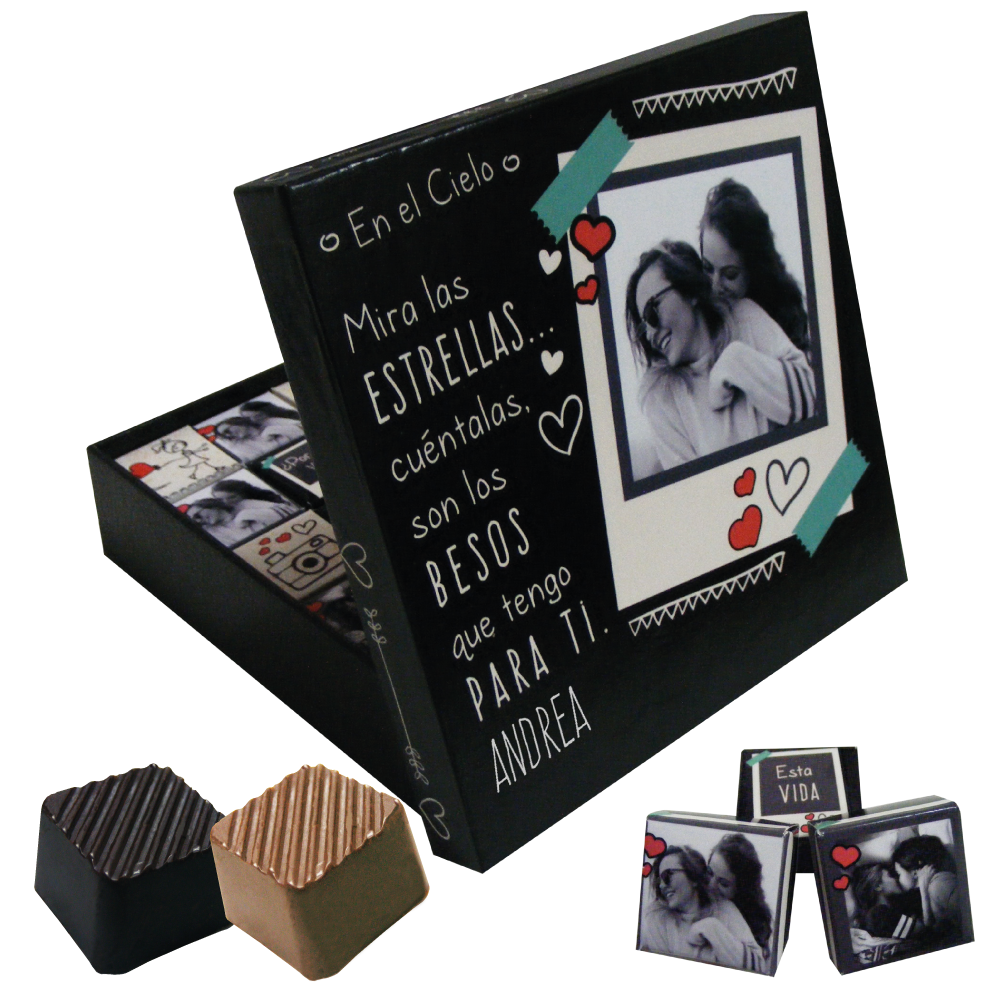 CAJA PERSONALIZADA CON CHOCOLATES PERSONALIZADOS