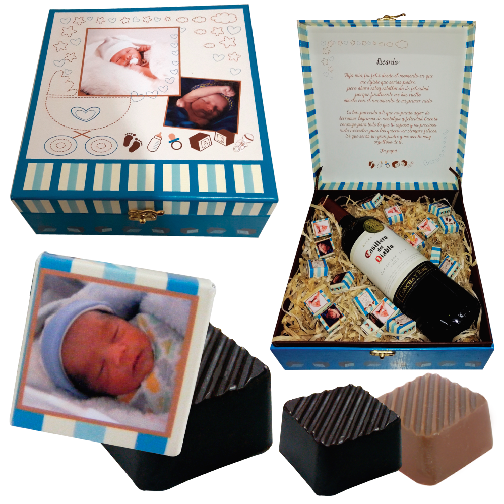 CAJA PERSONALIZADA CON CHOCOLATES PERSONALIZADOS
