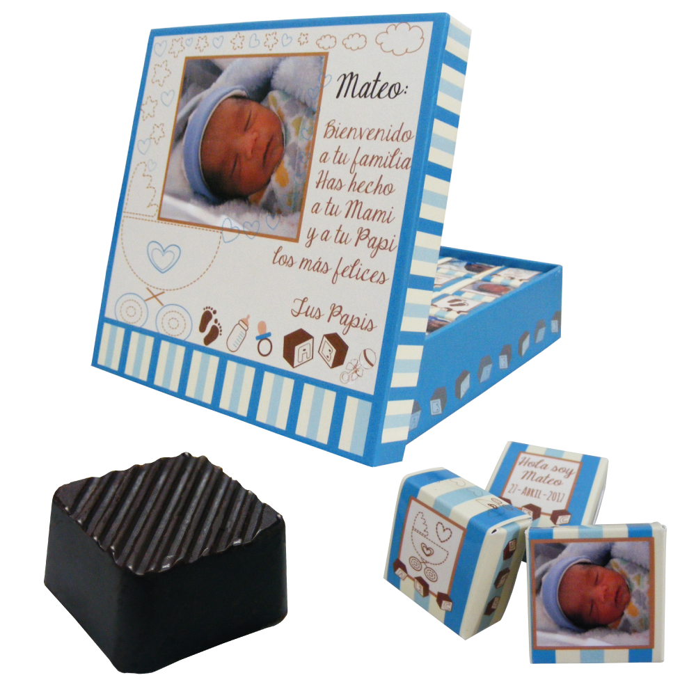 CAJA PERSONALIZADA CON CHOCOLATES PERSONALIZADOS