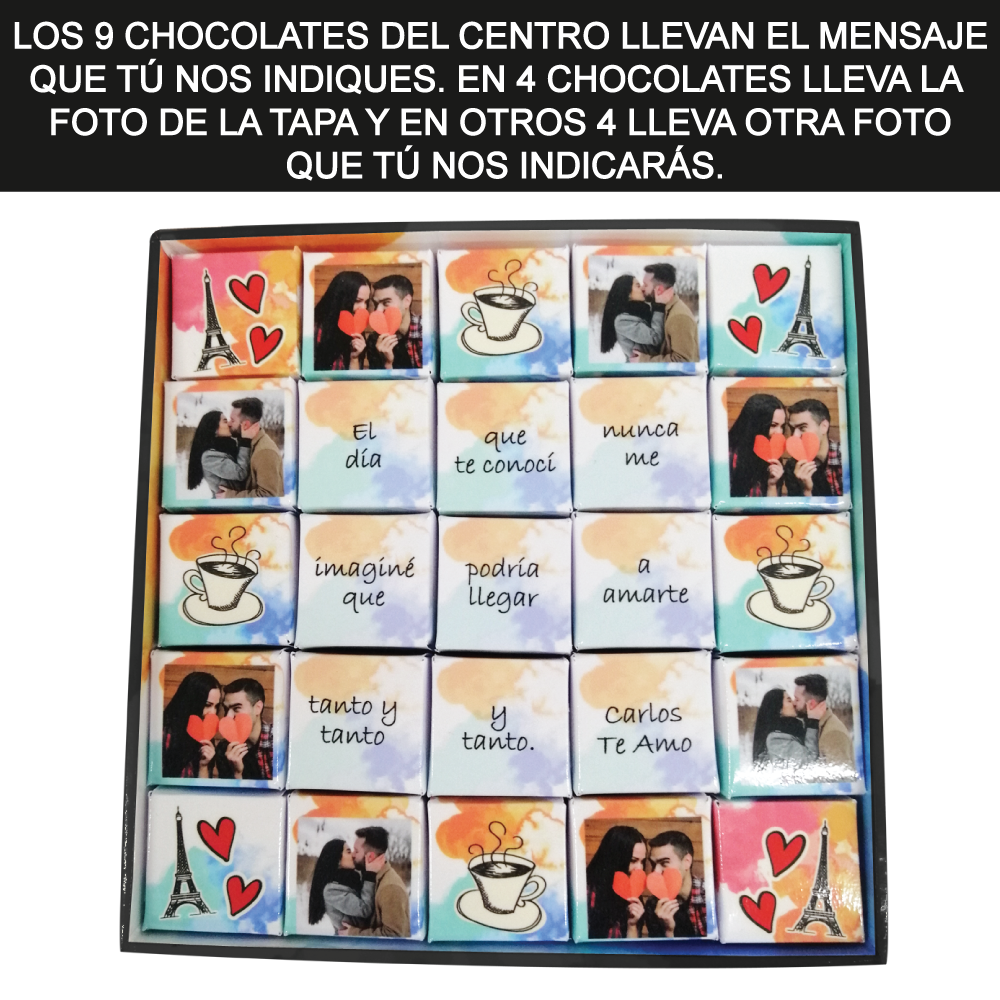 CAJA PERSONALIZADA CON CHOCOLATES PERSONALIZADOS