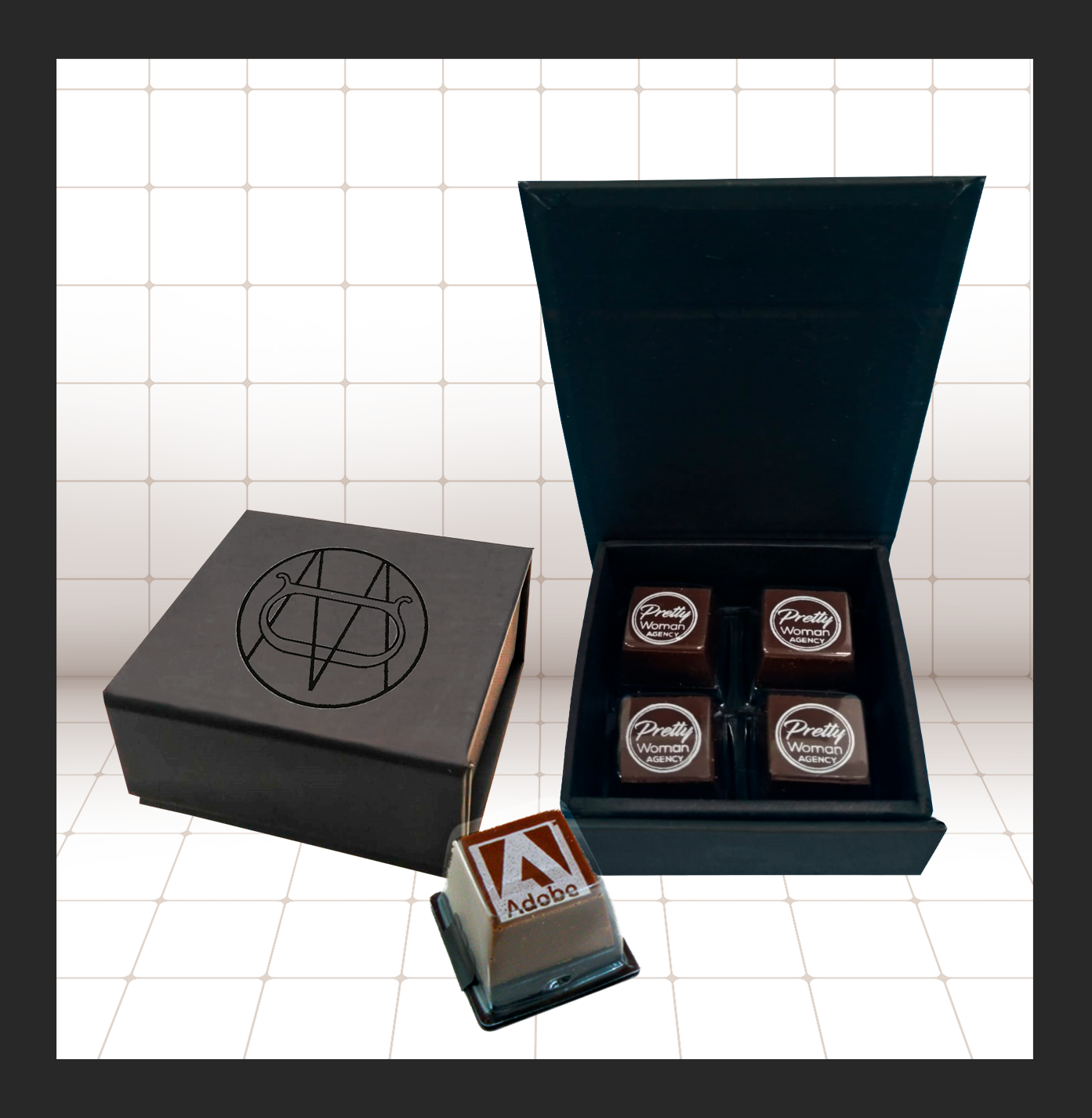 CAJA PERSONALIZADA  promocional CON CHOCOLATES PERSONALIZADOS PROMOCIONALES