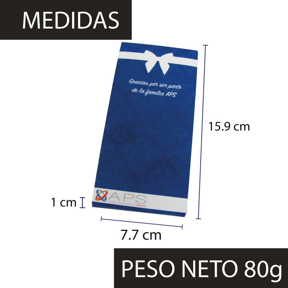 Medidas de barra de chocolate personalizada de 80 gramos