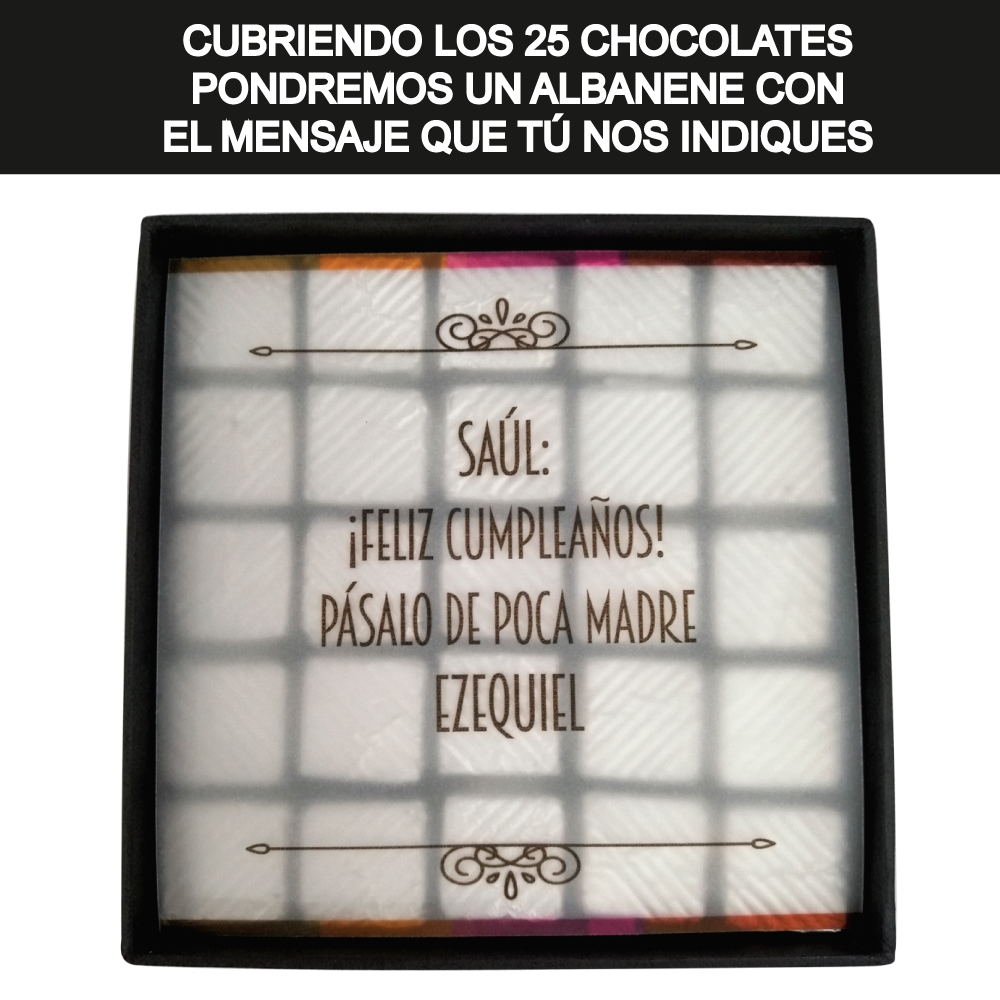 Caja Rígida 25 Chocolates, Puebla diseño: "Cada Año que Pasa"