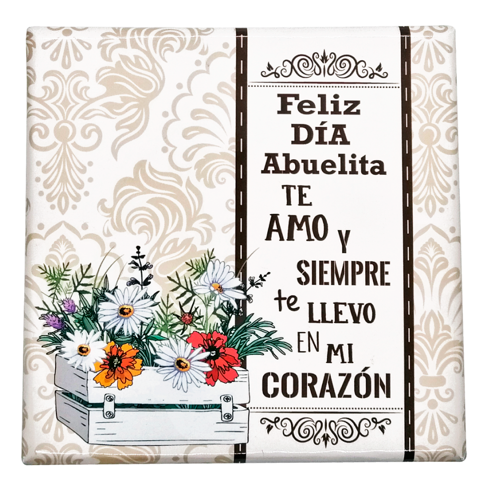 Caja Rígida 25 Chocolates, Puebla diseño: "Feliz Día Abuelita"
