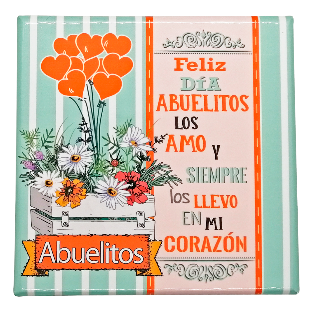 Caja Rígida 25 Chocolates, Puebla diseño: "Feliz Día Abuelitos"