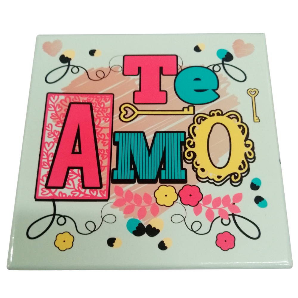 Caja Rígida 25 Chocolates, Puebla diseño: "Te Amo (Vintage)"