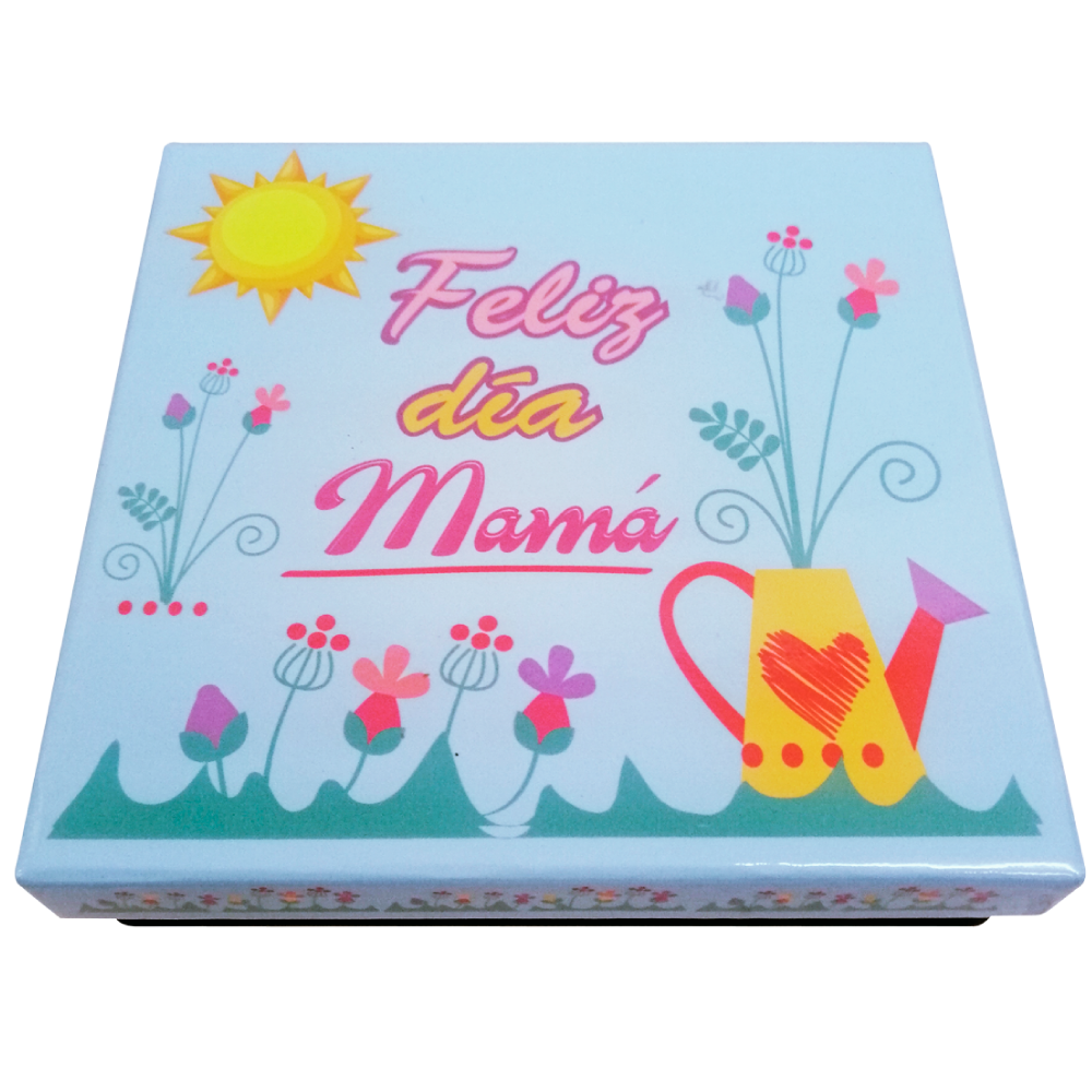 Caja Rígida 25 Chocolates, Puebla diseño: "Feliz Día Mamá"