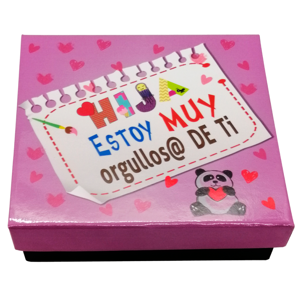 Caja Rígida 25 Chocolates, Puebla diseño: "Hija estoy muy orgullos@ de ti"