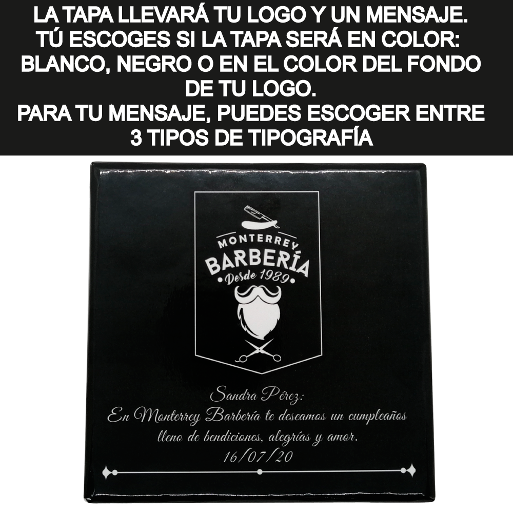 Caja Rígida 25 Chocolates, Puebla diseño: "Logo-Mensaje"