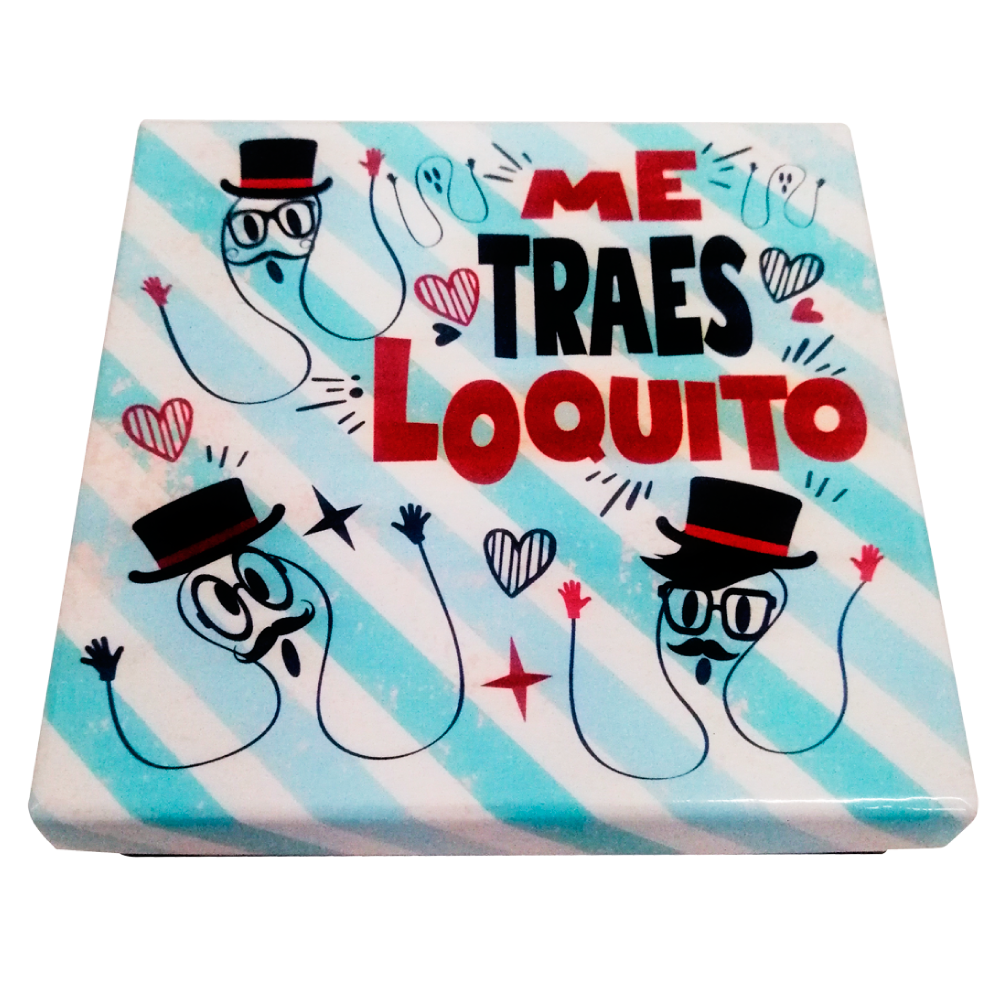 Caja Rígida 25 Chocolates, Puebla diseño: "Me Traes Loquito"