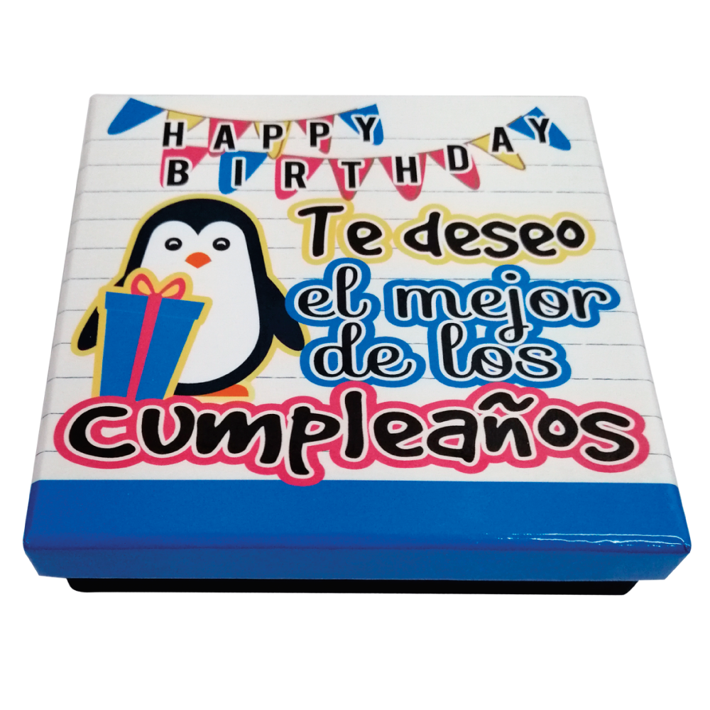 Caja Rígida 25 Chocolates, Puebla diseño: "Te deseo el mejor de los cumpleaños"