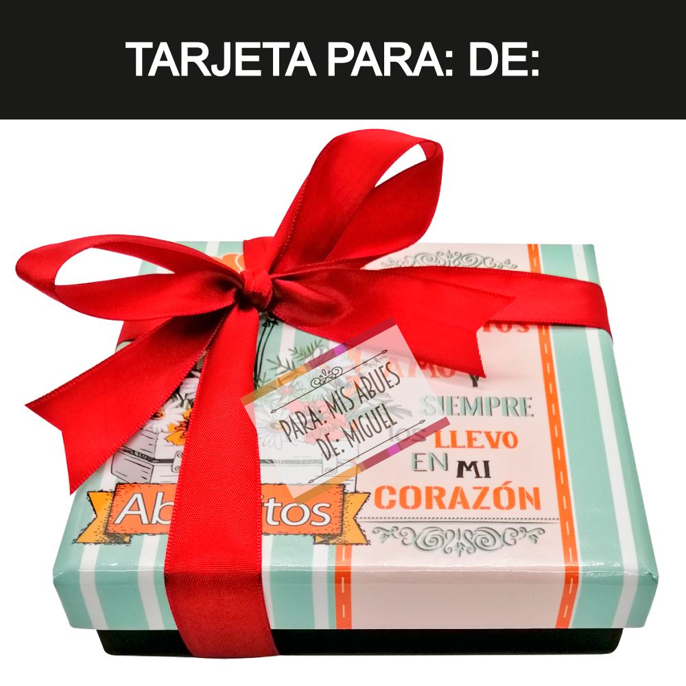 Caja Rígida 25 Chocolates, Puebla diseño: "Feliz Día Abuelitos"