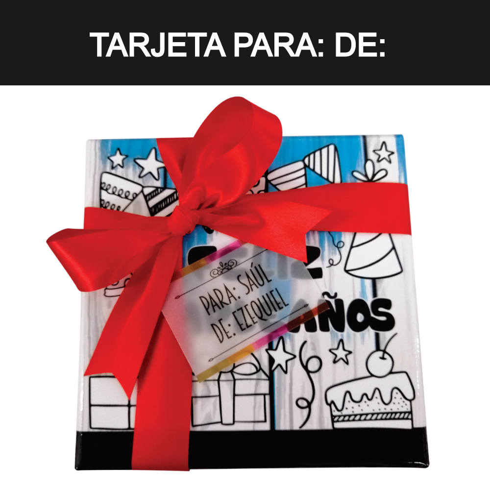 Caja Rígida 25 Chocolates, Puebla diseño: "Feliz Cumpleaños"