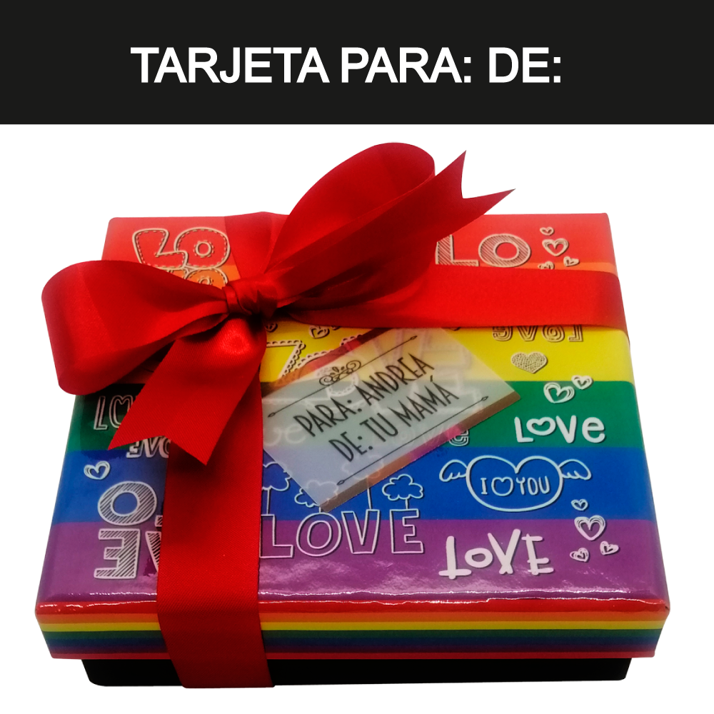 Caja Rígida 25 Chocolates, Puebla diseño: "Rainbow Love"