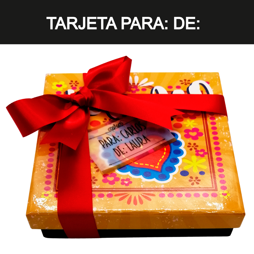 Caja Rígida 25 Chocolates, Puebla diseño: "Te Amo (Corazón)"