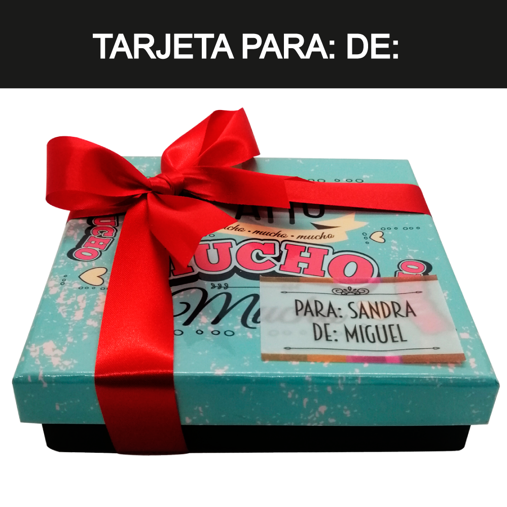 Caja Rígida 25 Chocolates, Puebla diseño: "Te Amo Mucho"