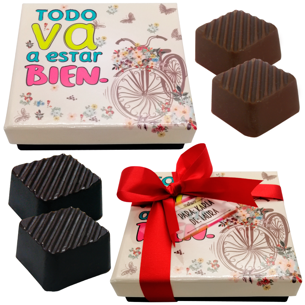 Caja Rígida 25 Chocolates, Puebla diseño: "Todo va a estar bien"