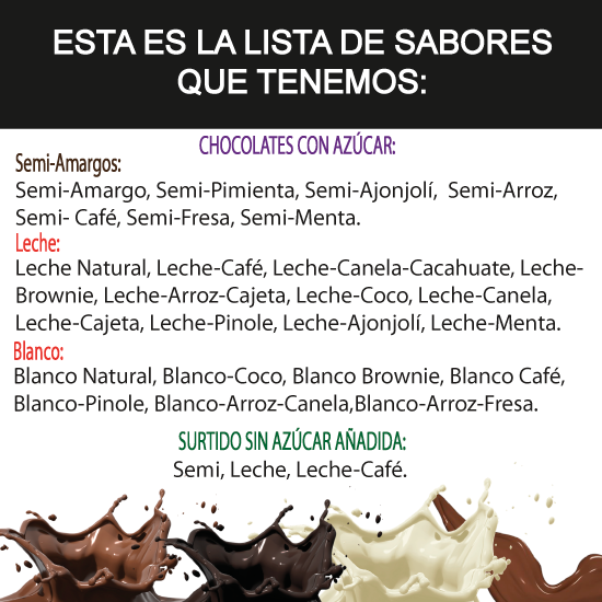 Kuadritos de Chocolates Amargos y Extra Amargos (Tenemos una gran variedad de Sabores)