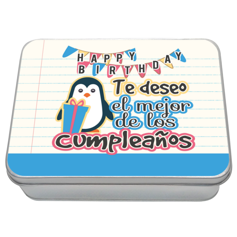 Caja Metálica 15 Chocolates, Rekko, diseño: "Te deseo el mejor de los cumpleaños"