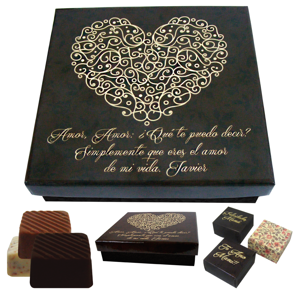 CAJA PERSONALIZADA CON CHOCOLATES PERSONALIZADOS