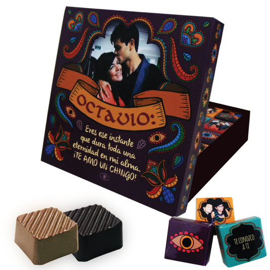 CAJA PERSONALIZADA CON CHOCOLATES PERSONALIZADOS