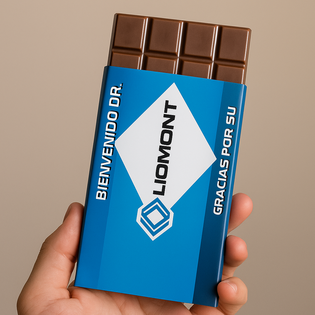 Barra de chocolate personalizada para empresas con empaque impreso a color