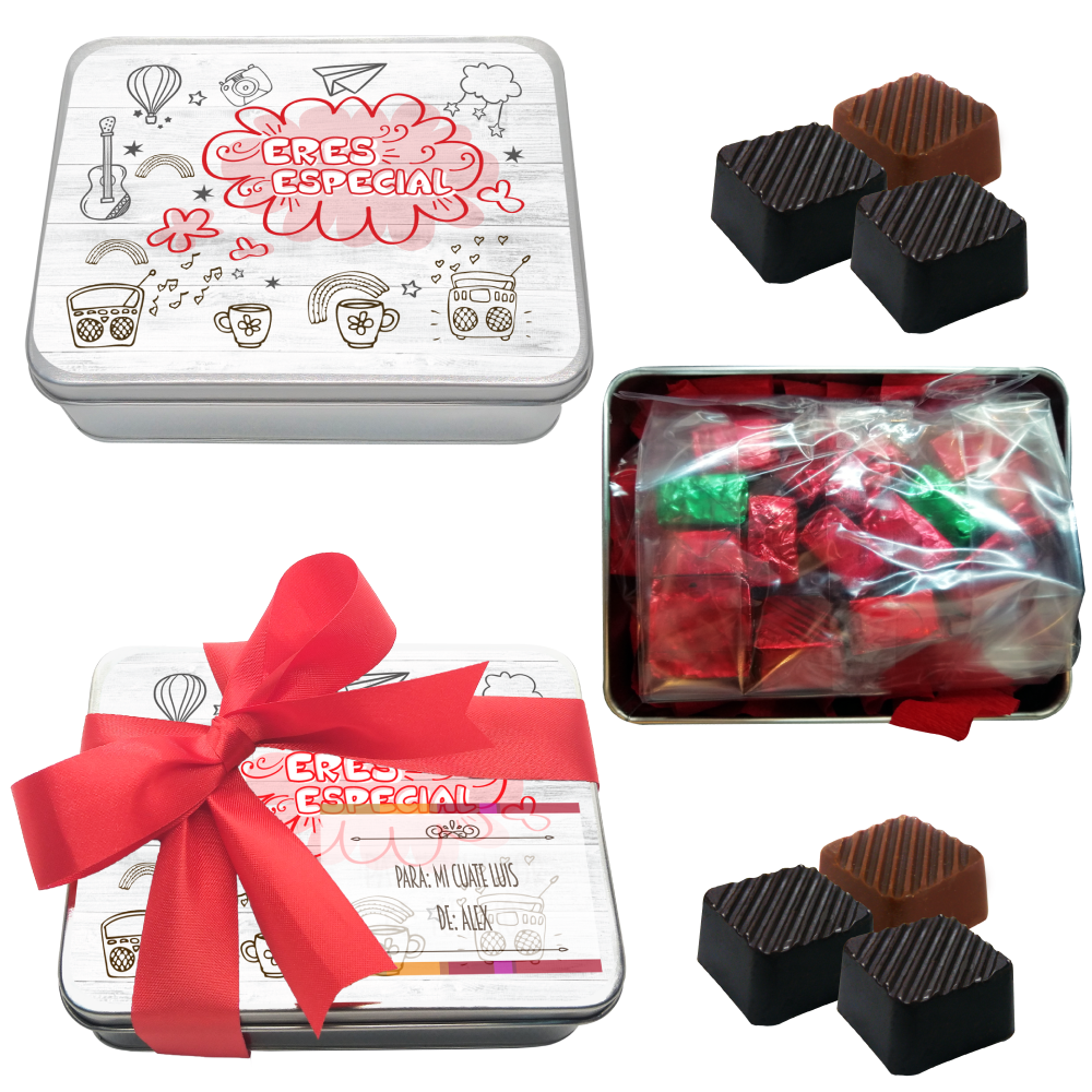 Caja Metálica 15 Chocolates, Rekko, diseño: "Eres lo Máximo"