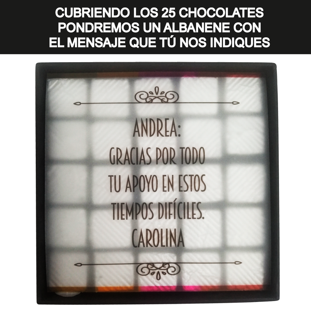 Caja Rígida 25 Chocolates, Puebla diseño: "Todo va a estar bien"