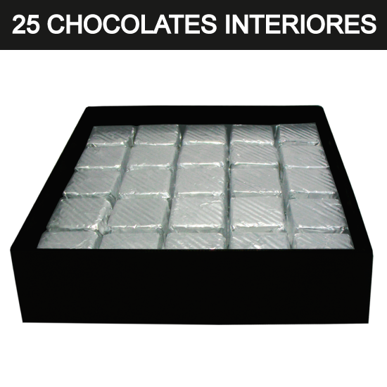 Caja Rígida 25 Chocolates, Puebla diseño: "Te Amo Amor"