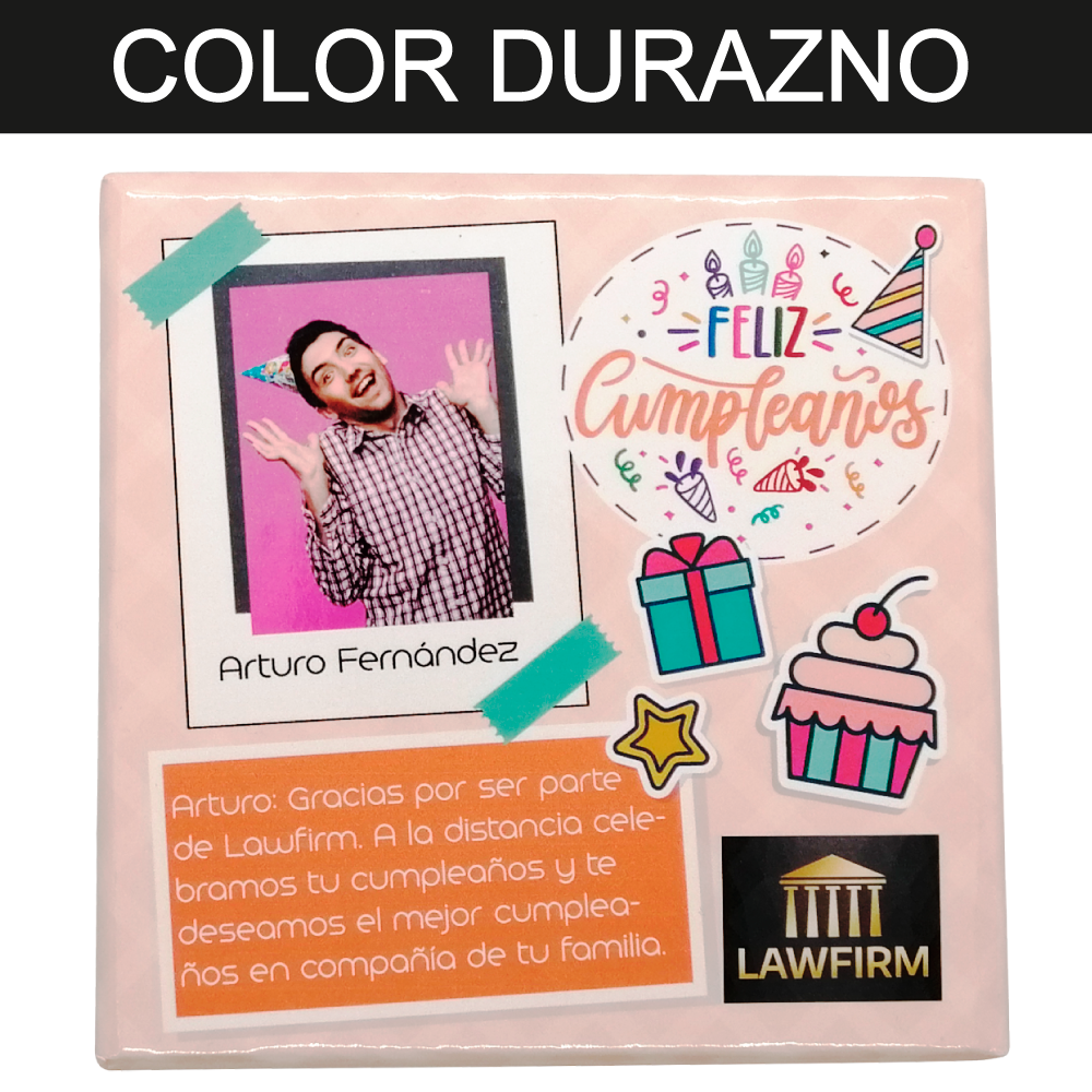 Caja Rígida 25 Chocolates, Puebla-Foto diseño: "Feliz Cumple Logo" (tenemos diferentes colores)
