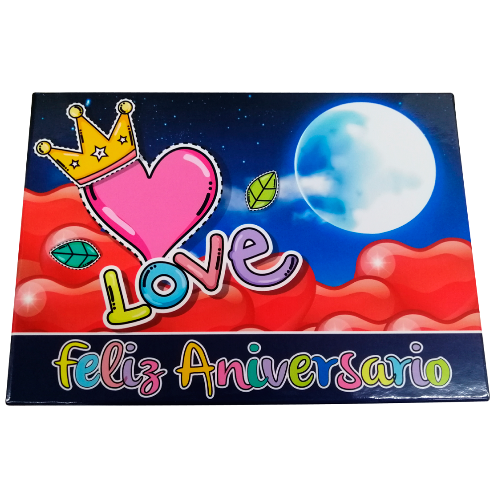 Caja Rígida Londres 24 Chocolates diseño: "Feliz Aniversario - Love" (Sólo la enviamos a la CdMx)