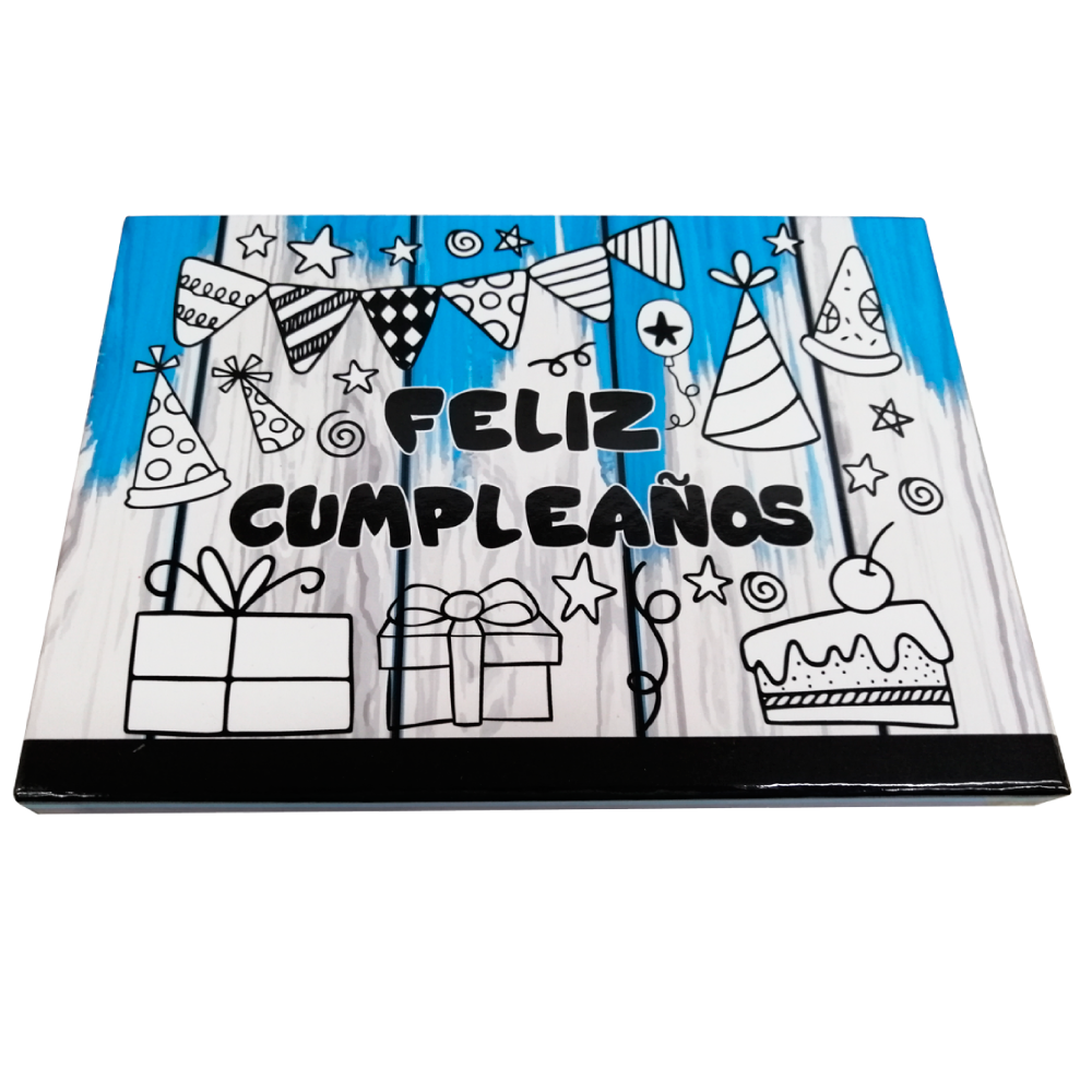 Caja Rígida Londres 24 Chocolates diseño: "Feliz Cumpleaños" (Sólo la enviamos a la CdMx)