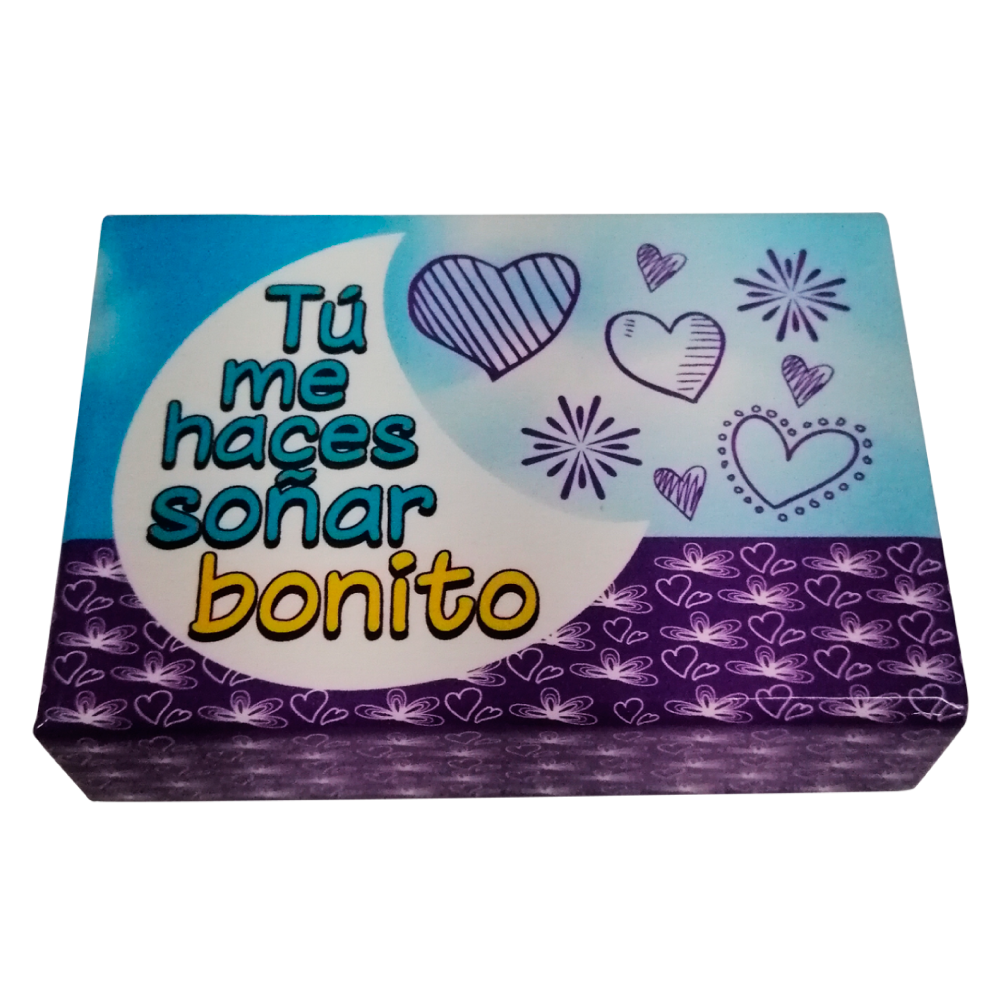 Caja Rígida 6 chocolates, Morelia diseño: "Tú me haces soñar bonito"