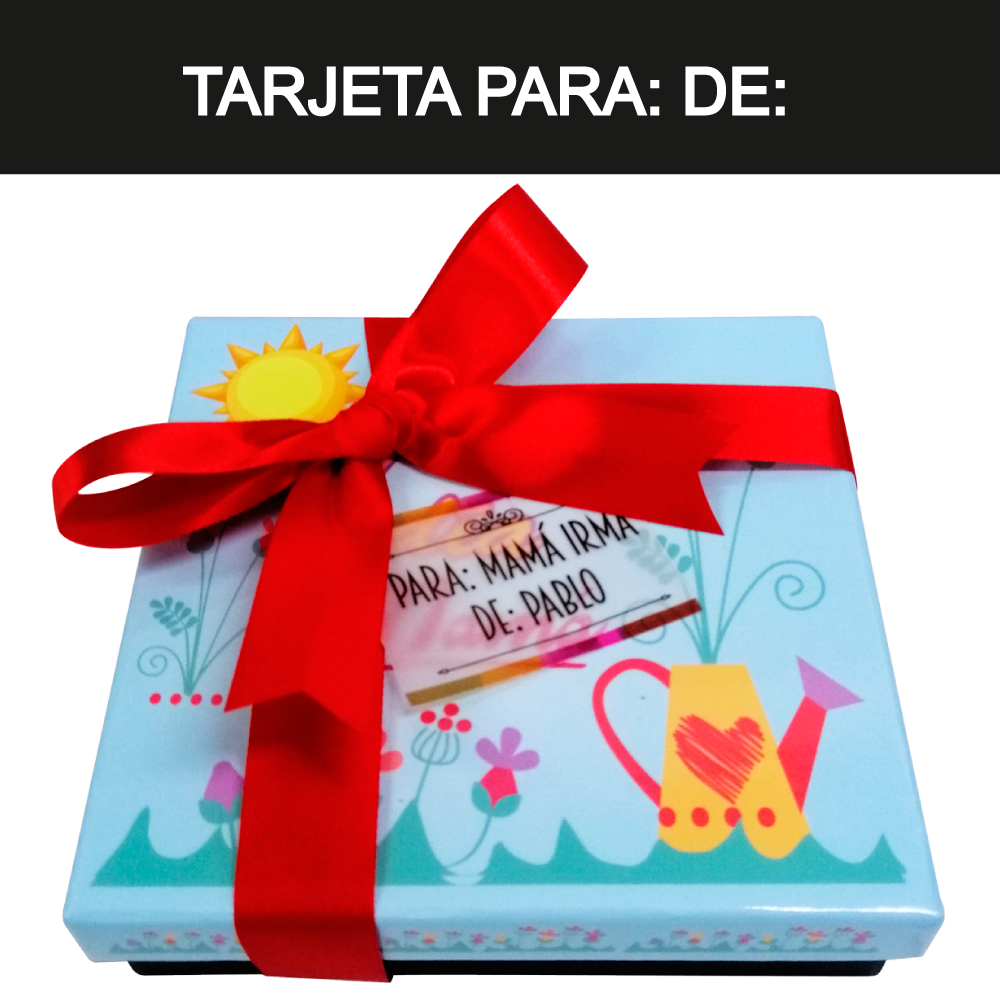Caja Rígida 25 Chocolates, Puebla diseño: "Feliz Día Mamá"