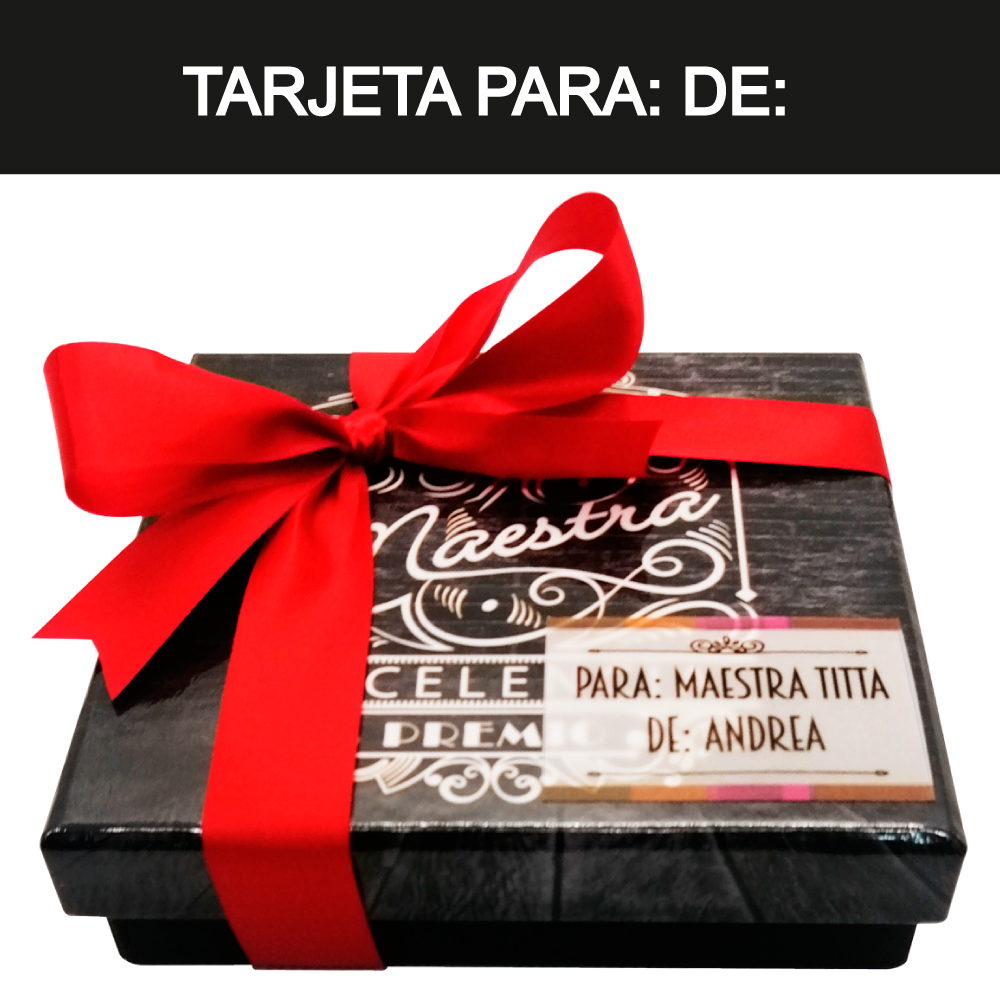 Caja Rígida 25 Chocolates, Puebla diseño: "Para la/el mejor maestra/maestra"