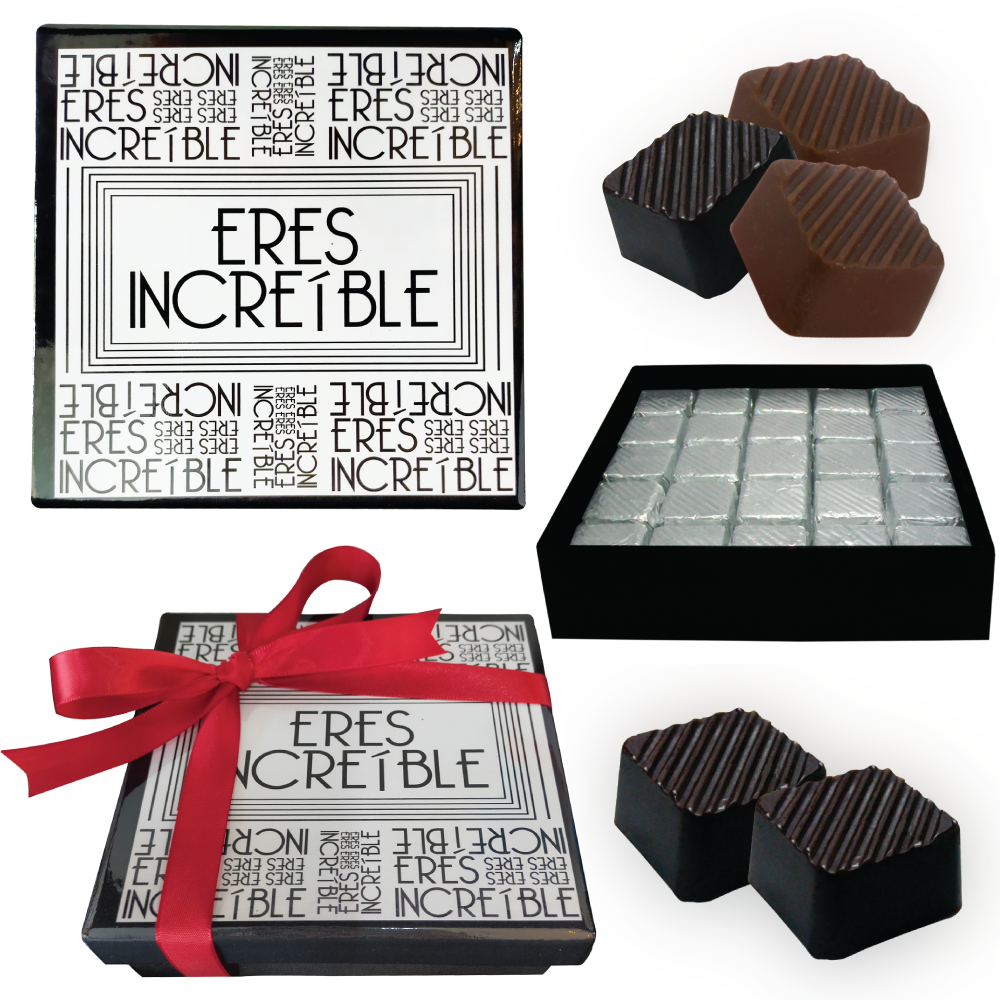 Caja Rígida 25 Chocolates, Puebla diseño: "Eres Increíble"