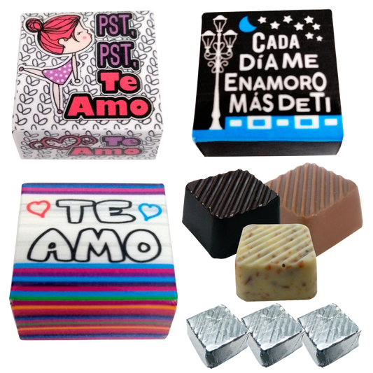 Kuadritos de Chocolates con Mensajes de Amor