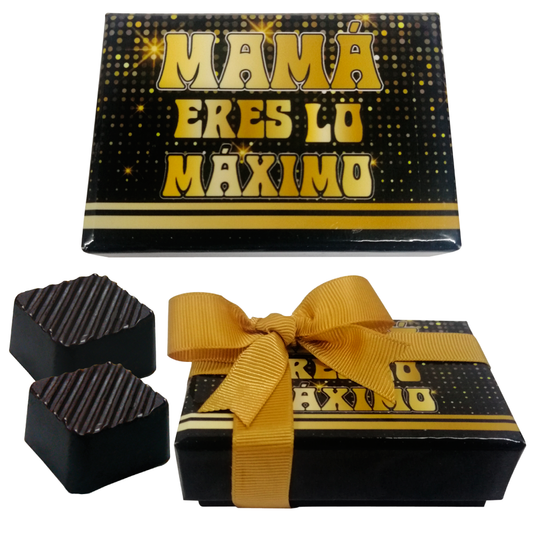 Caja Rígida 6 chocolates, Morelia diseño: "Mamá eres lo máximo"