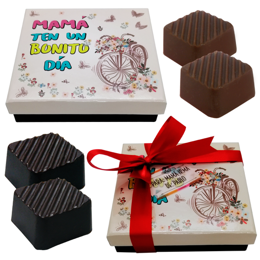 Caja Rígida 25 Chocolates, Puebla diseño: "Mamá ten un bonito día"