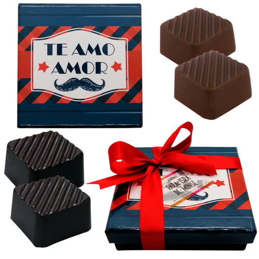 Caja Rígida 25 Chocolates, Puebla diseño: "Te Amo Amor"