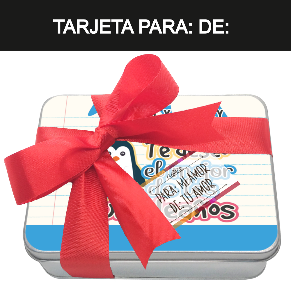 Caja Metálica 15 Chocolates, Rekko, diseño: "Te deseo el mejor de los cumpleaños"